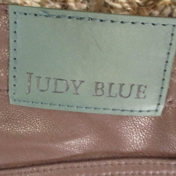 Judy Blue Pants Women's 15/32 Brown Espresso Straight Leg Faux Leather - Picture 5 of 12